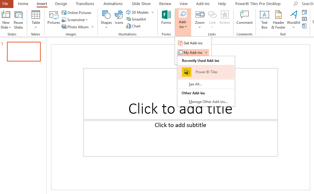 Insert Power BI in PowerPoint with PowerBI Tiles add-in