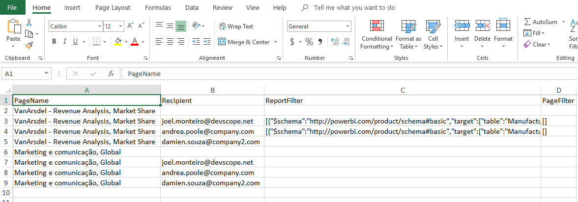 You're free to edit each column in Excel