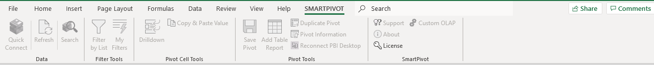 PowerBI SmartPivot tab in Excele