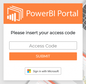 PowerBI Portal frontoffice access screen