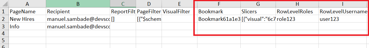 Excel extra fields