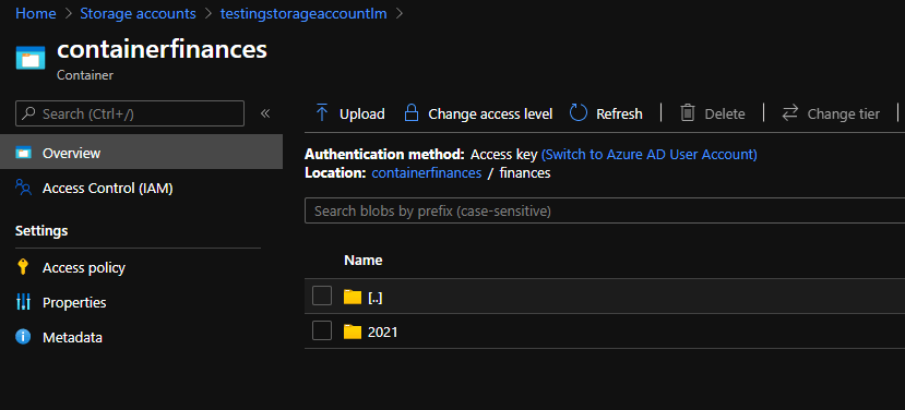 Folders in Azure Blob container