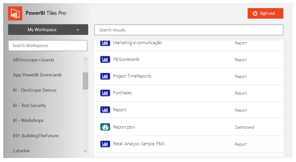 PowerBI Tiles Online