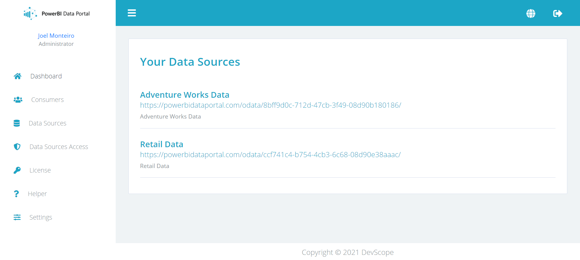 Screenshot Data Portal