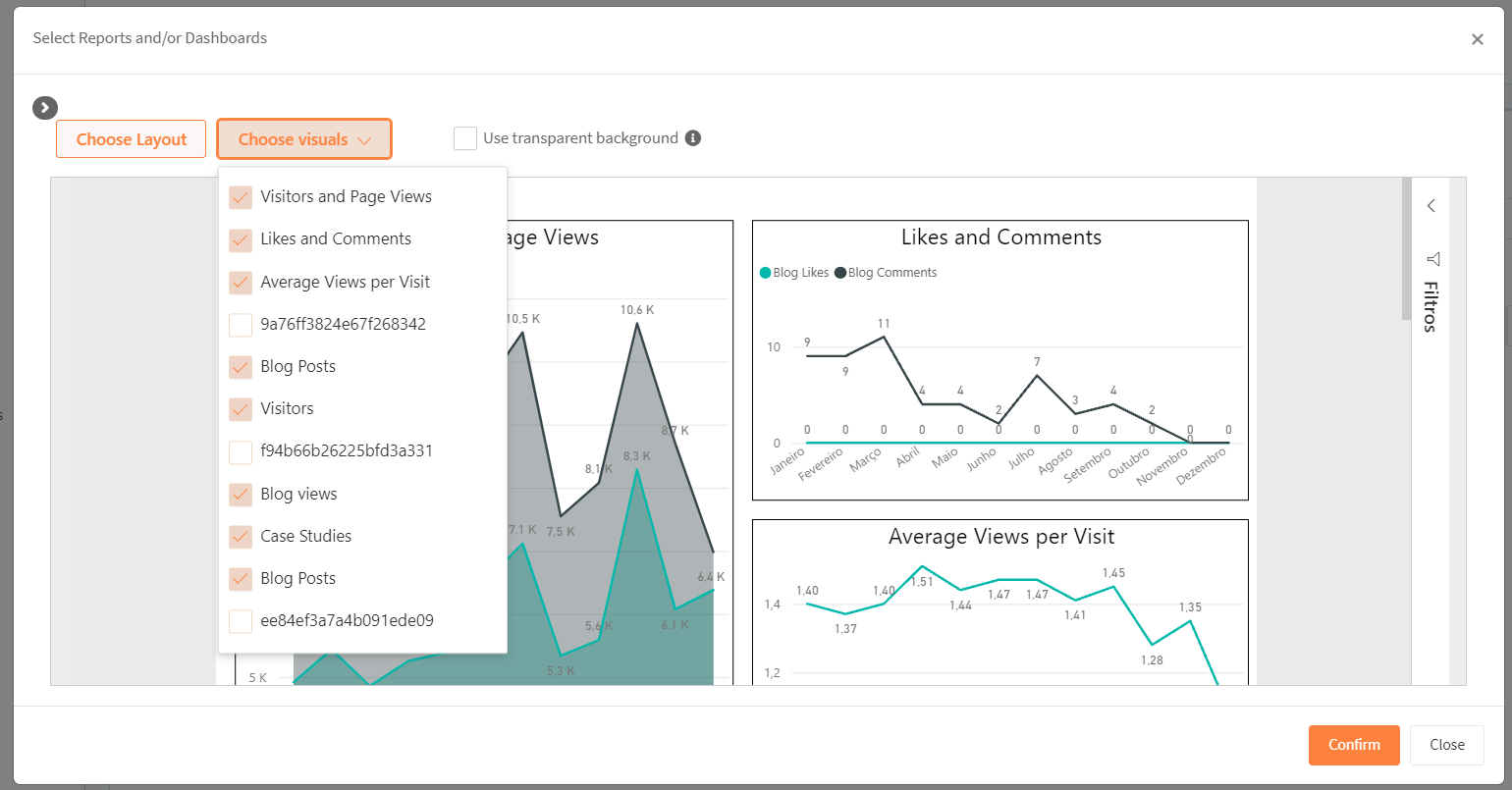 Choosing report visuals in PowerBI Portal