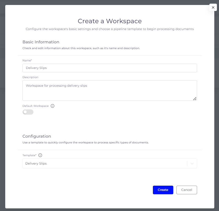 Creating a custom workspace in SmartDocumentor Cloud to process any document