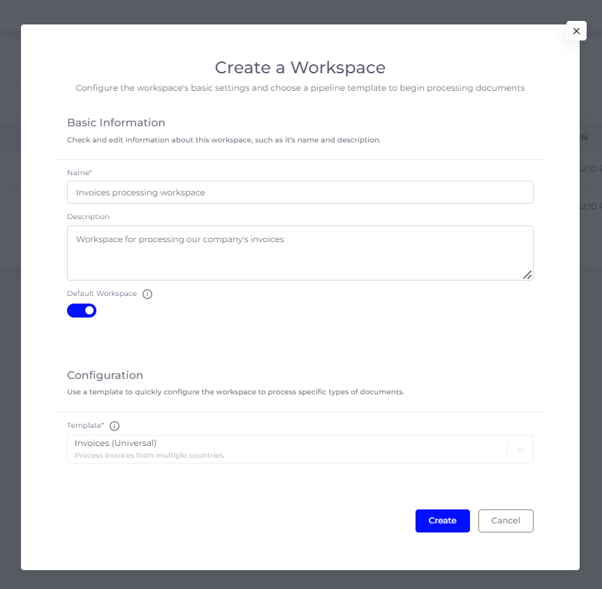 Process Receipts with SmartDocumentor Cloud - creating a workspace
