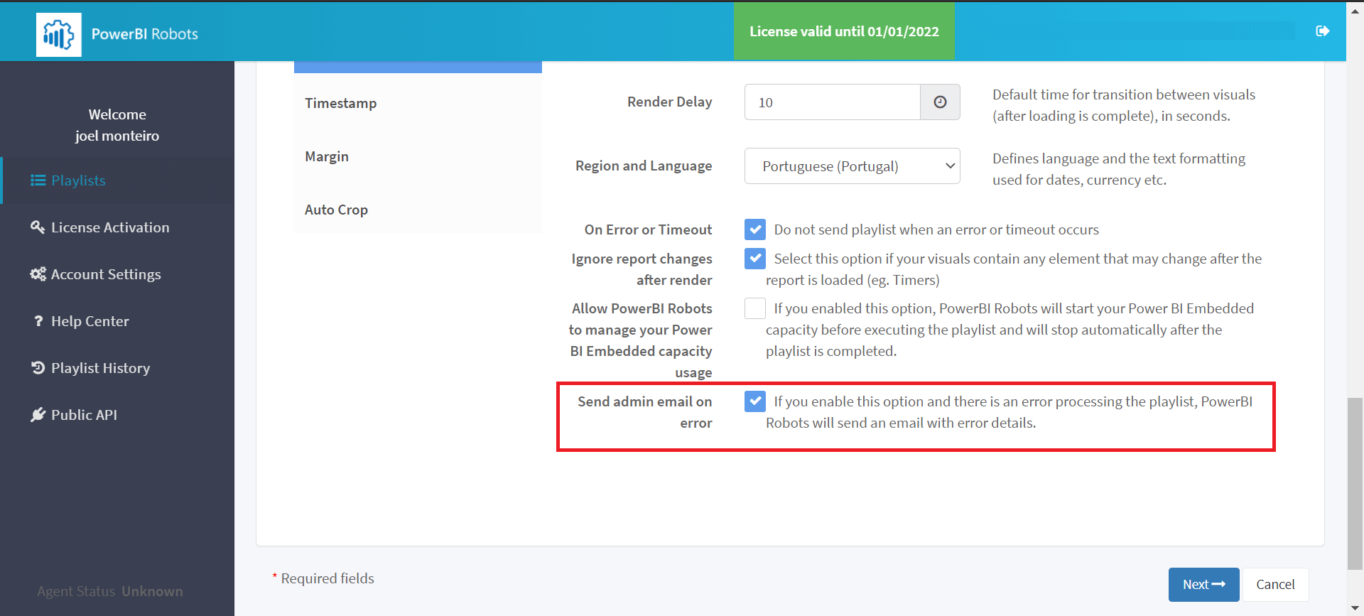 Notify admin in PowerBI Robots 3.1